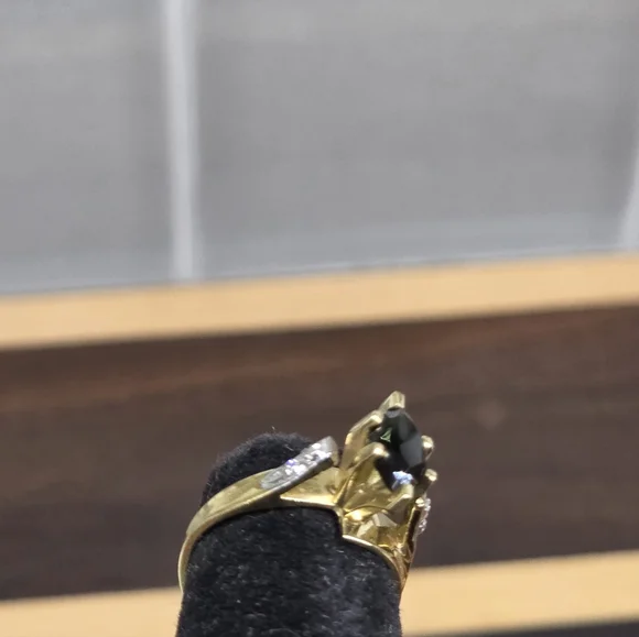 14K 10K Plumb Solid Yellow Gold Diamond Onyx Heart Pendant Ring & Necklace - Picture 14 of 17